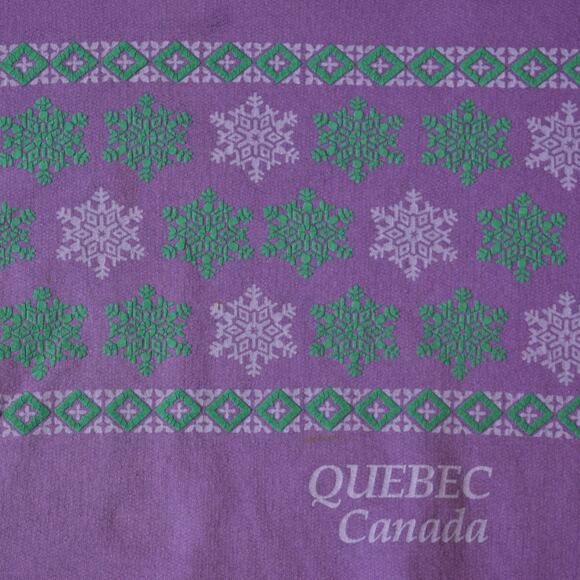 Vintage Quebec Canada Purple Sweatshirt Snowflake Graphic Crewneck Large - Picture 2 of 7